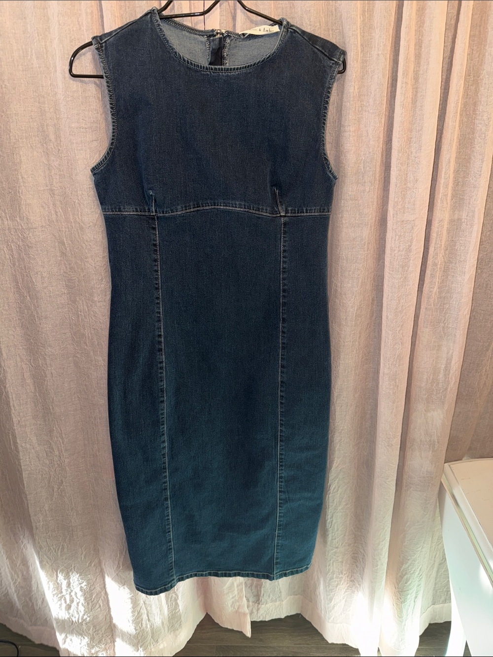 Sleeveless Dark Blue Denim Maxi Dress - Women